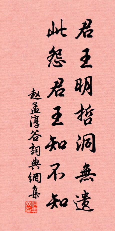 赵孟淳君王明哲洞无遗，此怨君王知不知书法作品欣赏