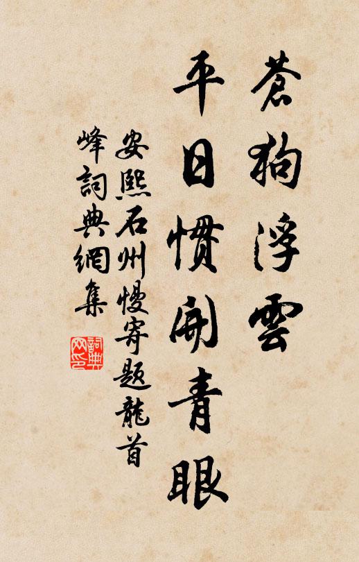 安熙苍狗浮云，平日惯开青眼书法作品欣赏