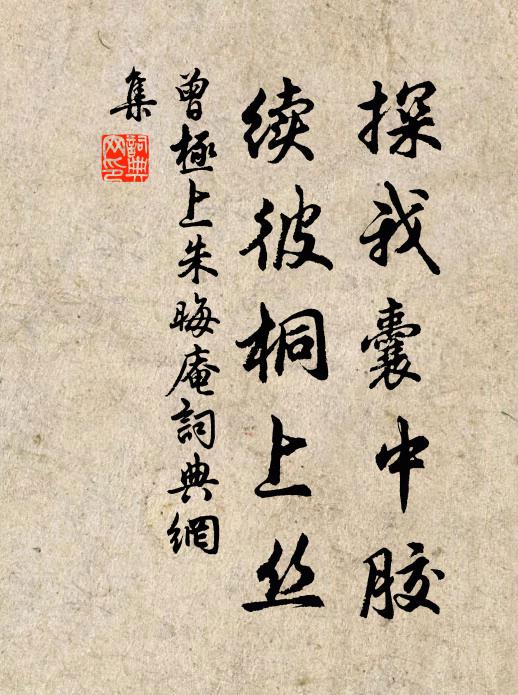 曾极探我囊中胶,续彼桐上丝书法作品欣赏