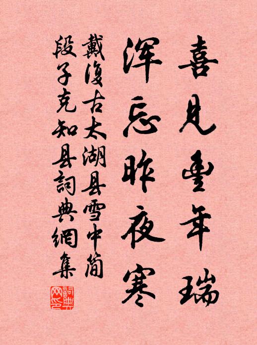 戴复古喜见丰年瑞，浑忘昨夜寒书法作品欣赏