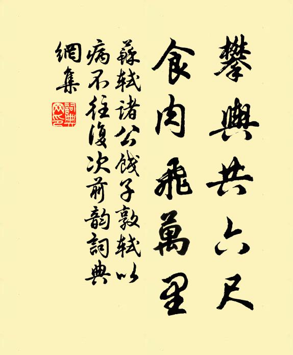苏轼攀舆共六尺，食肉飞万里书法作品欣赏