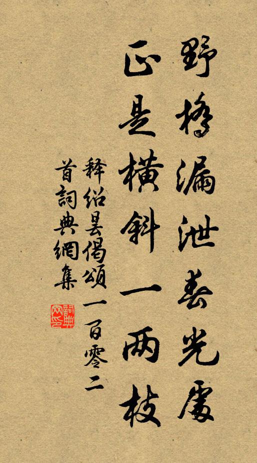 释绍昙野桥漏泄春光处，正是横斜一两枝书法作品欣赏