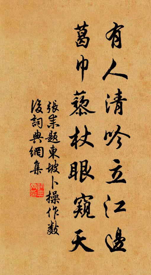 张耒有人清吟立江边，葛巾藜杖眼窥天书法作品欣赏