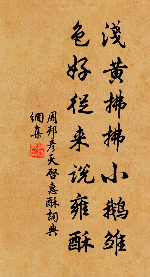 周邦彦浅黄拂拂小鹅雏，色好从来说雍酥书法作品欣赏