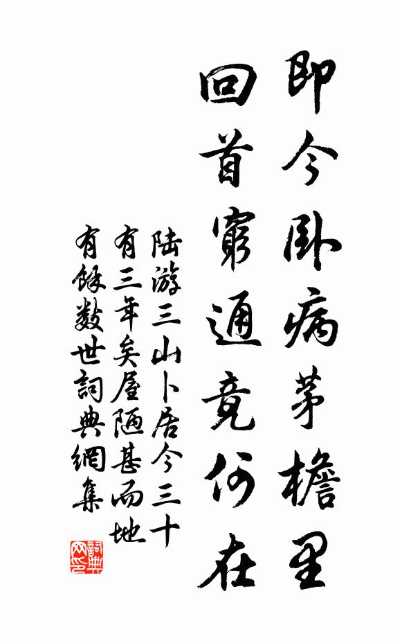 陆游即今卧病茅檐里，回首穷通竟何在书法作品欣赏