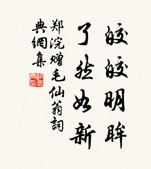 郑浣皎皎明眸，了然如新书法作品欣赏