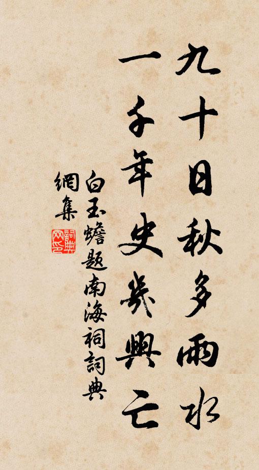 白玉蟾九十日秋多雨水，一千年史几兴亡书法作品欣赏