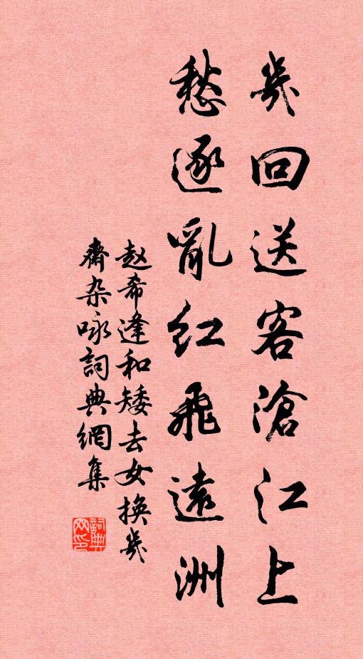 赵希逢几回送客沧江上，愁逐乱红飞远洲书法作品欣赏