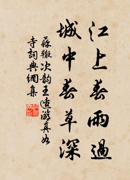 苏辙江上春雨过，城中春草深书法作品欣赏