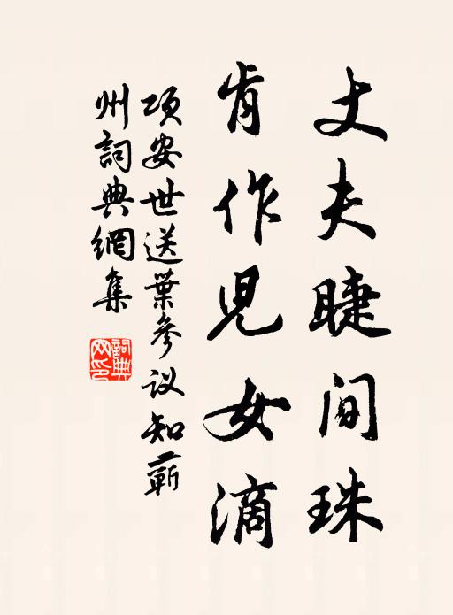 项安世丈夫睫间珠，肯作儿女滴书法作品欣赏