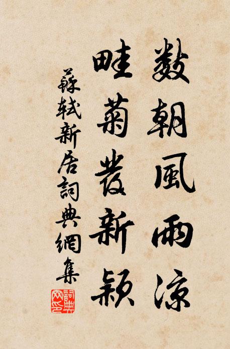 苏轼数朝风雨凉，畦菊发新颖书法作品欣赏