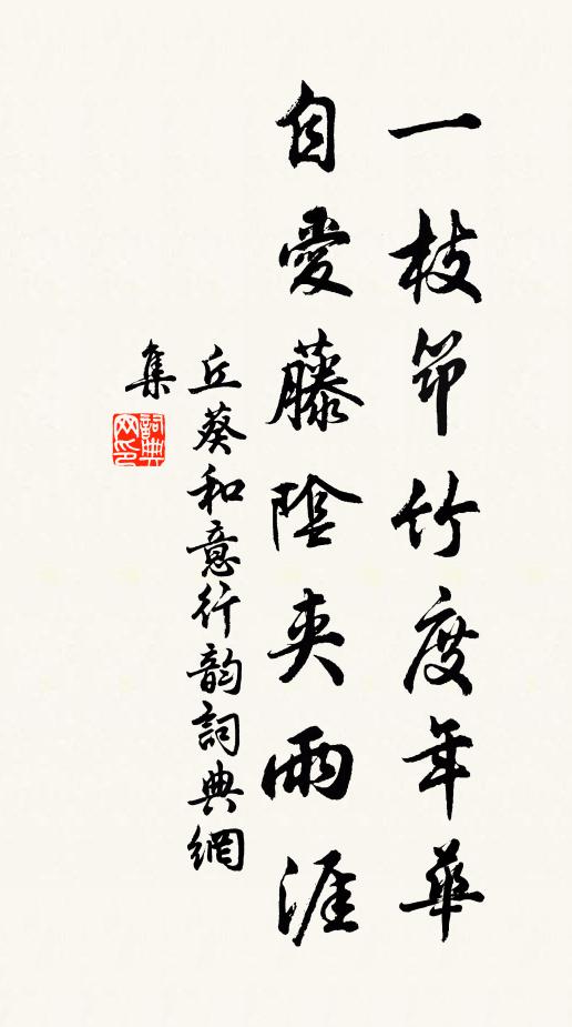 丘葵一枝筇竹度年华，自爱藤阴夹雨涯书法作品欣赏