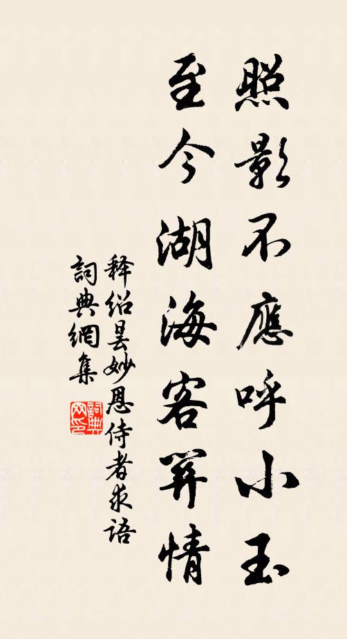 释绍昙照影不应呼小玉，至今湖海客关情书法作品欣赏