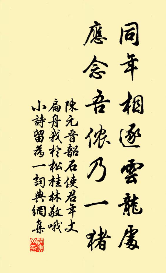 陈元晋同年相逐云龙处，应念吾侬乃一猪书法作品欣赏