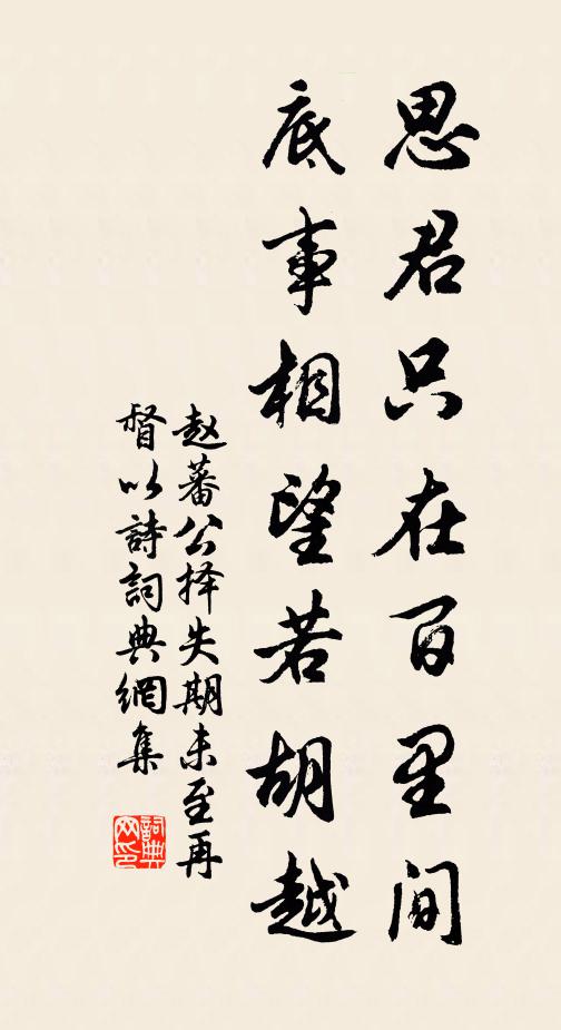赵蕃思君只在百里间，底事相望若胡越书法作品欣赏