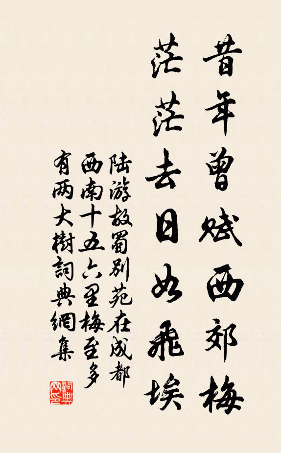 陆游昔年曾赋西郊梅，茫茫去日如飞埃书法作品欣赏
