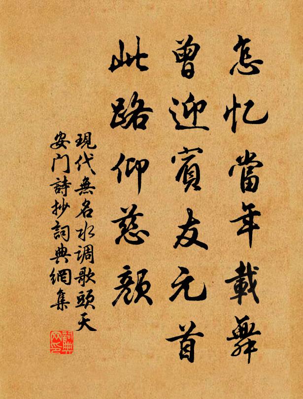 现代无名怎忆当年载舞，曾迎宾友元首，此路仰慈颜书法作品欣赏