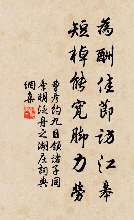 曹彦约为酬佳节访江皋，短棹能宽脚力劳书法作品欣赏