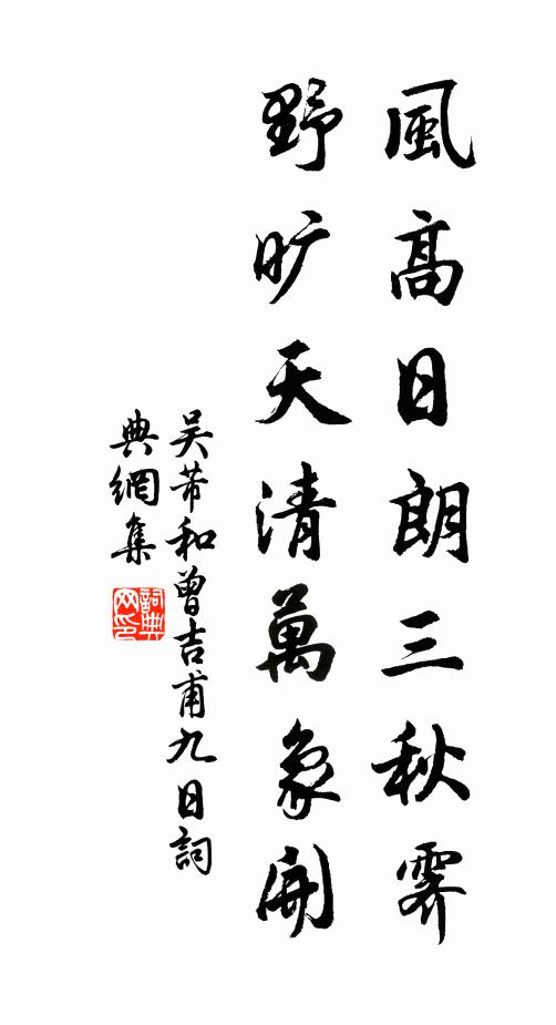 吴芾风高日朗三秋霁，野旷天清万象开书法作品欣赏