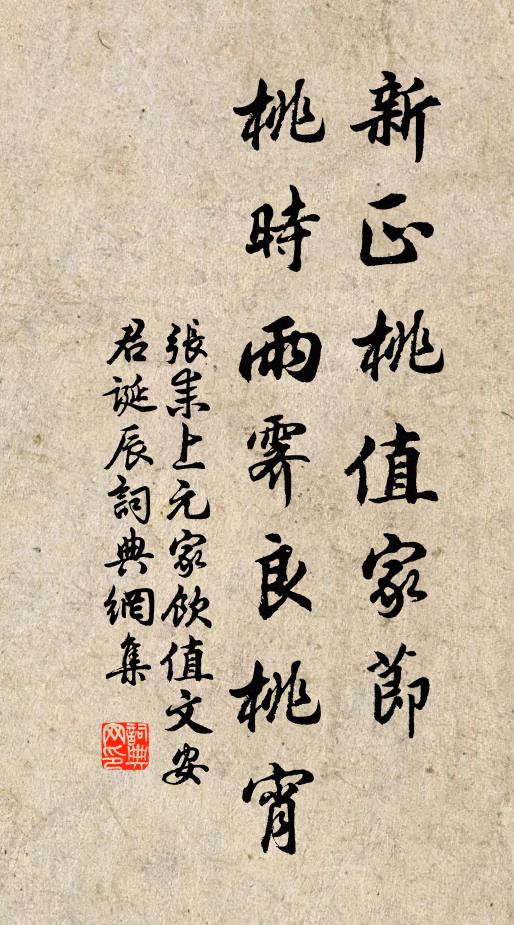 张耒新正桃值家节，桃时雨霁良桃宵书法作品欣赏