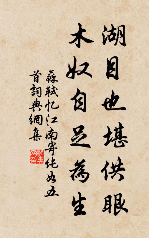 苏轼湖目也堪供眼，木奴自足为生书法作品欣赏