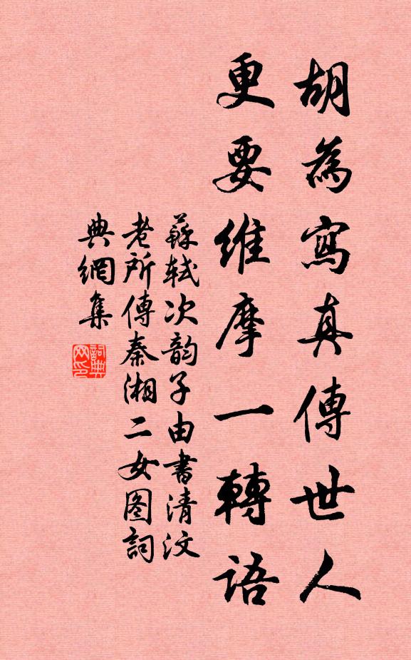 苏轼胡为写真传世人，更要维摩一转语书法作品欣赏