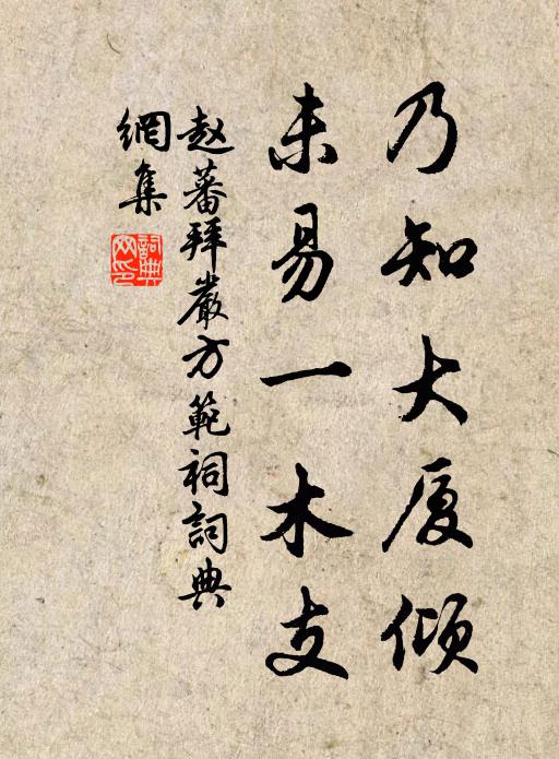 赵蕃乃知大厦倾，未易一木支书法作品欣赏