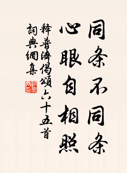 释普济同条不同条，心眼自相照书法作品欣赏