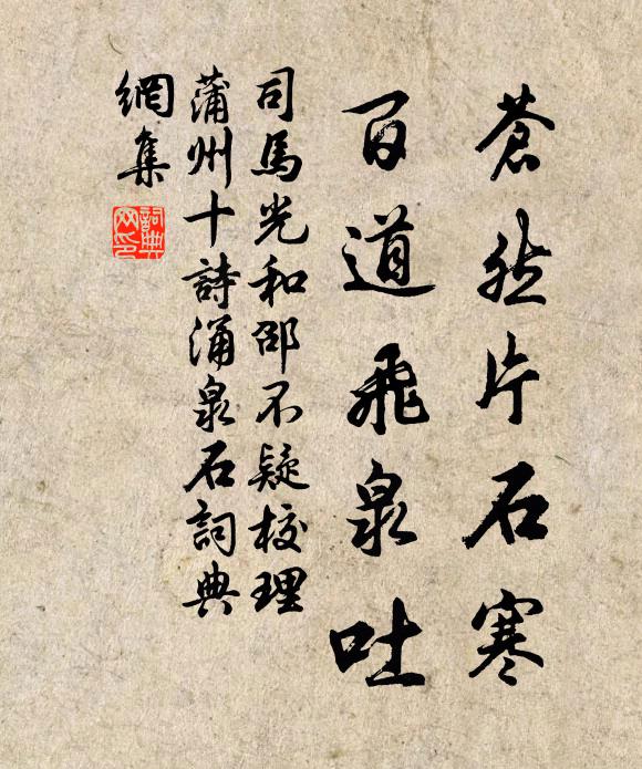 司马光苍然片石寒，百道飞泉吐书法作品欣赏