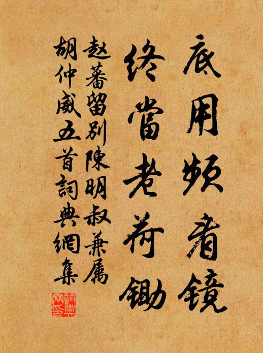 赵蕃底用频看镜，终当老荷锄书法作品欣赏
