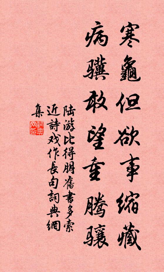 陆游寒龟但欲事缩藏，病骥敢望重腾骧书法作品欣赏