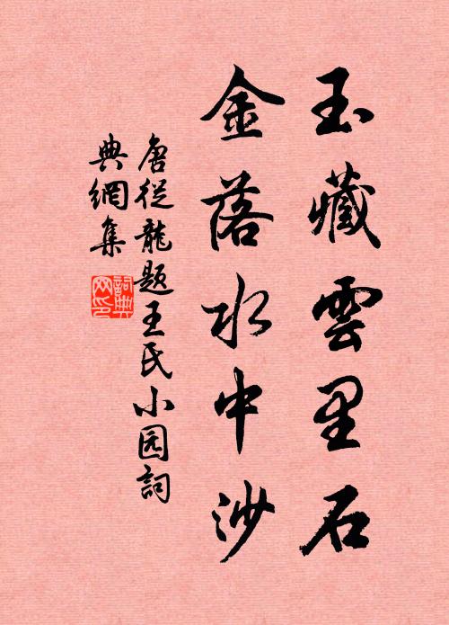 唐从龙玉藏云里石，金落水中沙书法作品欣赏