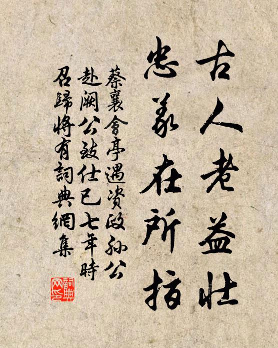 蔡襄古人老益壮，忠义在所指书法作品欣赏