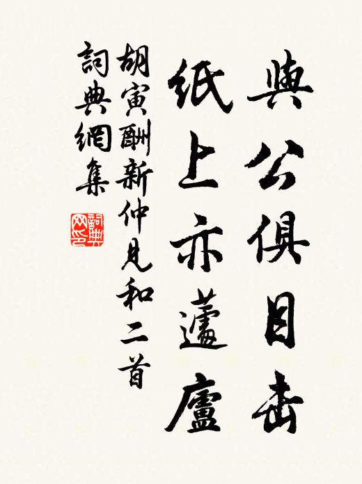 胡寅与公俱目击，纸上亦蘧庐书法作品欣赏