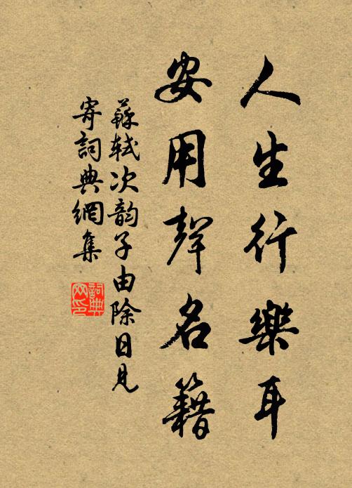 苏轼人生行乐耳，安用声名籍书法作品欣赏