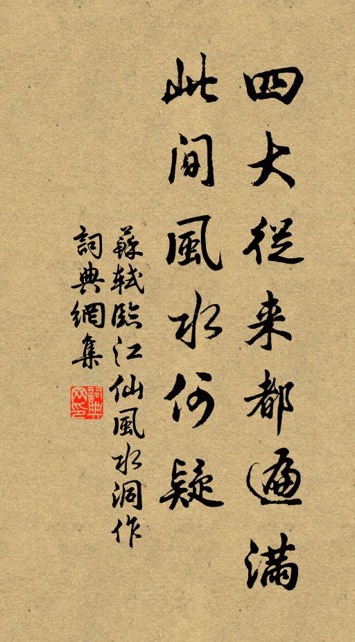 苏轼四大从来都遍满，此间风水何疑书法作品欣赏