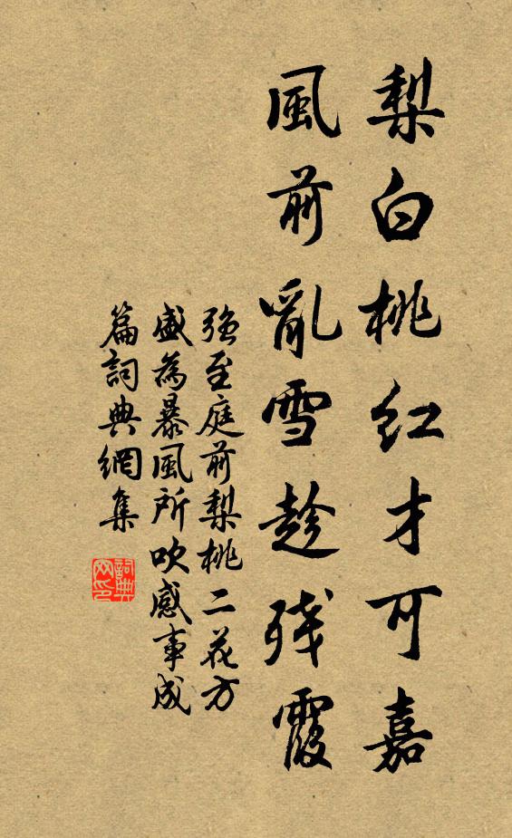强至梨白桃红才可嘉，风前乱雪趁残霞书法作品欣赏
