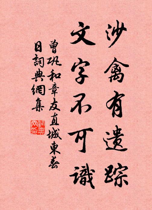 曾巩沙禽有遗踪，文字不可识书法作品欣赏