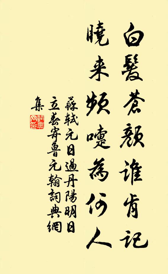 苏轼白发苍颜谁肯记，晓来频嚏为何人书法作品欣赏