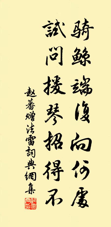 赵蕃骑鲸端复向何处，试问援琴招得不书法作品欣赏