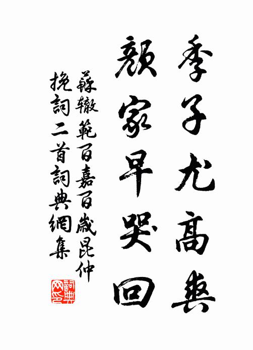 苏辙季子尤高爽，颜家早哭回书法作品欣赏