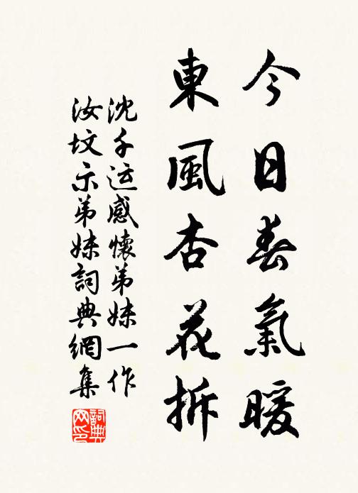沈千运今日春气暖，东风杏花拆书法作品欣赏