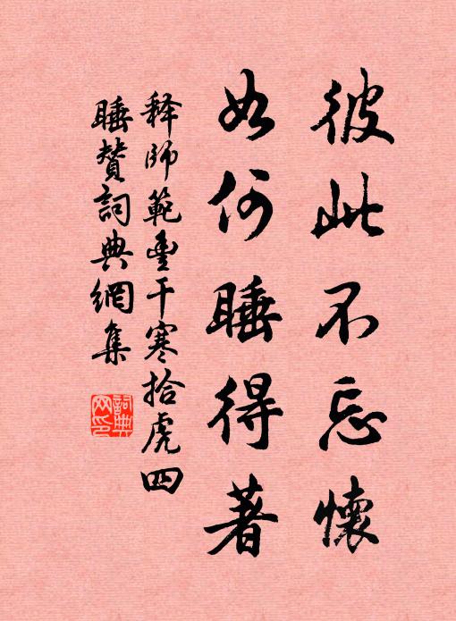 释师范彼此不忘怀，如何睡得著书法作品欣赏