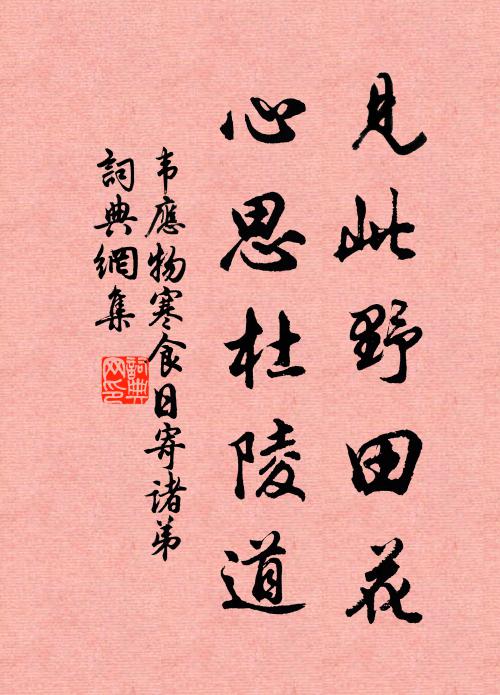 韦应物见此野田花，心思杜陵道书法作品欣赏