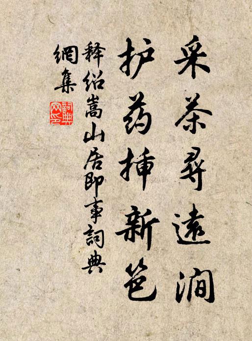释绍嵩采茶寻远涧，护药插新笆书法作品欣赏