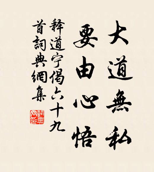 释道宁大道无私，要由心悟书法作品欣赏