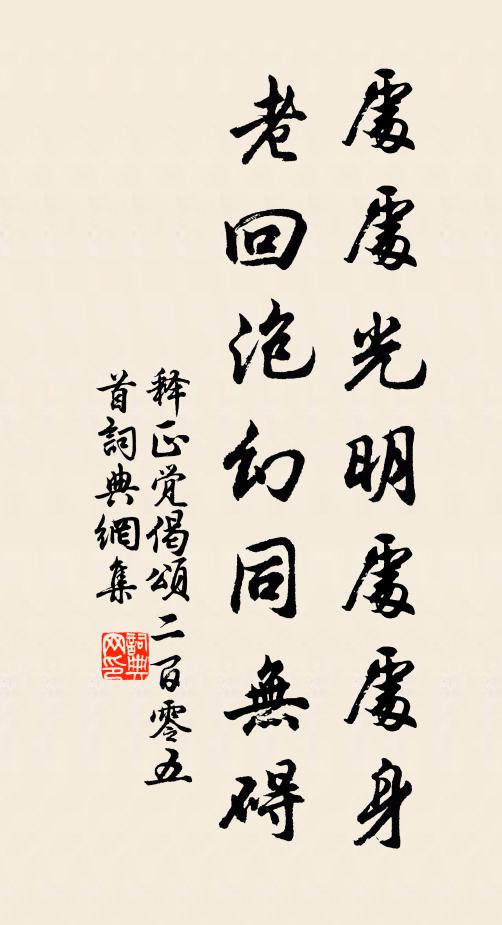 释正觉处处光明处处身，老回泡幻同无碍书法作品欣赏