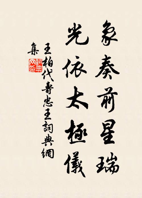 王柏象奏前星瑞，光依太极仪书法作品欣赏