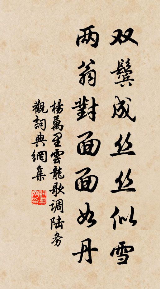杨万里双鬓成丝丝似雪，两翁对面面如丹书法作品欣赏