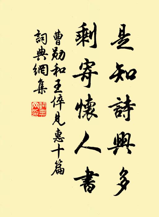 曹勋是知诗兴多，剩寄怀人书书法作品欣赏